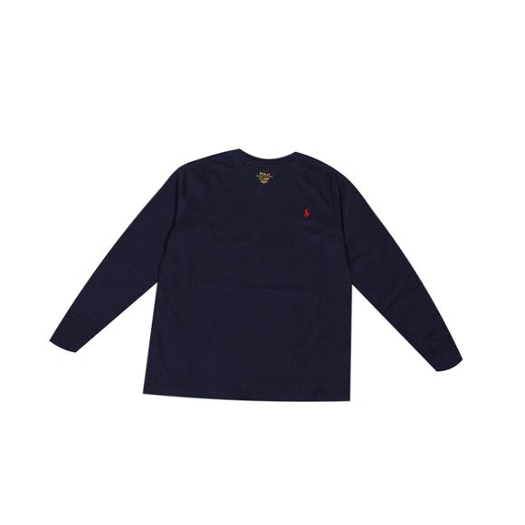 NWT Polo Ralph Lauren Boys V-Neck Long Sleeve Tee Navy Red Pony 2T - Picture 1 of 2